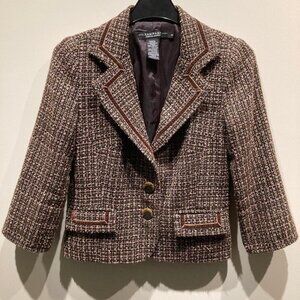 Vintage Y2K Rampage tweed bouclé blazer with velvet trim